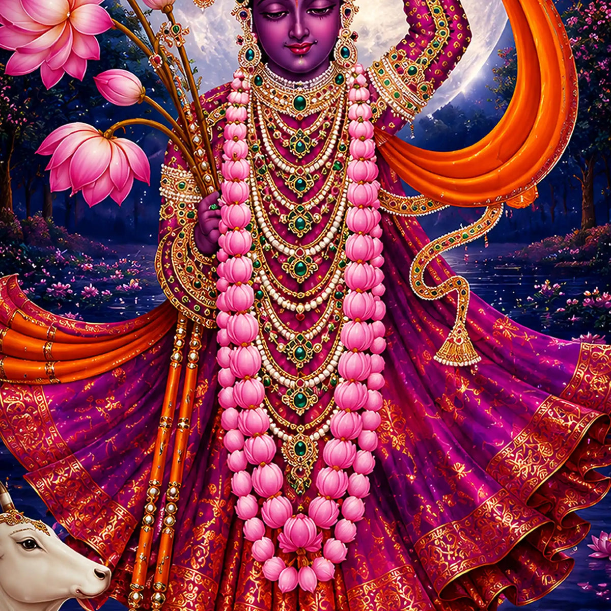 Spiritual Shree Krishna Floating Frame Crystal wall Painting