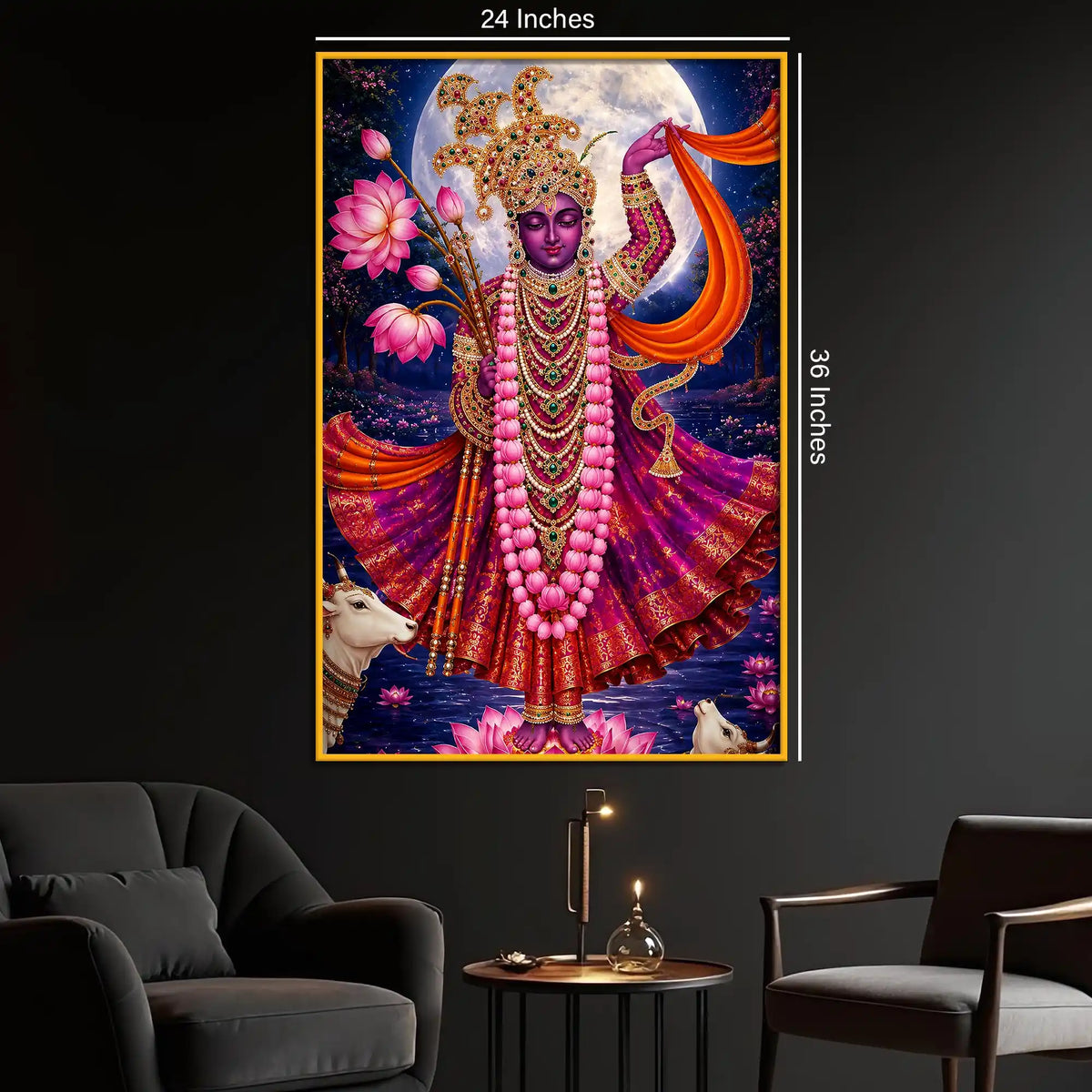 Spiritual Shree Krishna Floating Frame Crystal wall Painting