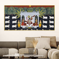 Spiritual Shreenathji Darbar Pichwai Canvas Wall Painting for Home & Temple