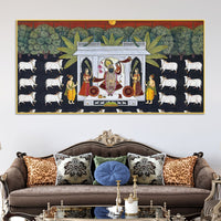 Spiritual Shreenathji Darbar Pichwai Canvas Wall Painting for Home & Temple