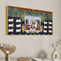 Spiritual Shreenathji Darbar Pichwai Canvas Wall Painting for Home & Temple