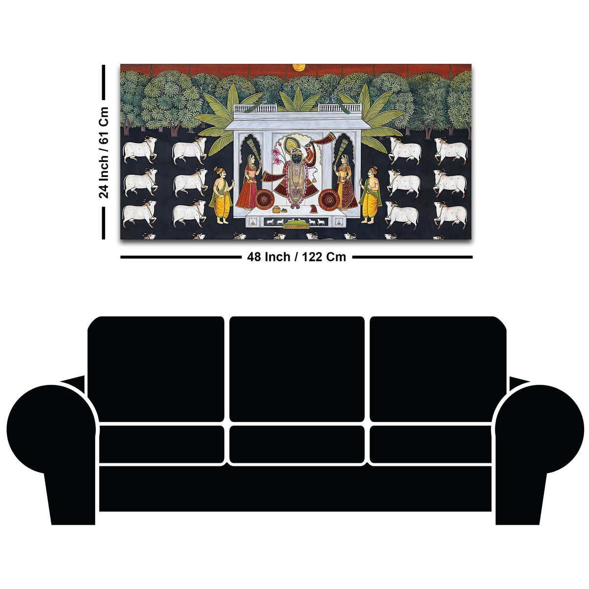 Spiritual Shreenathji Darbar Pichwai Canvas Wall Painting for Home & Temple
