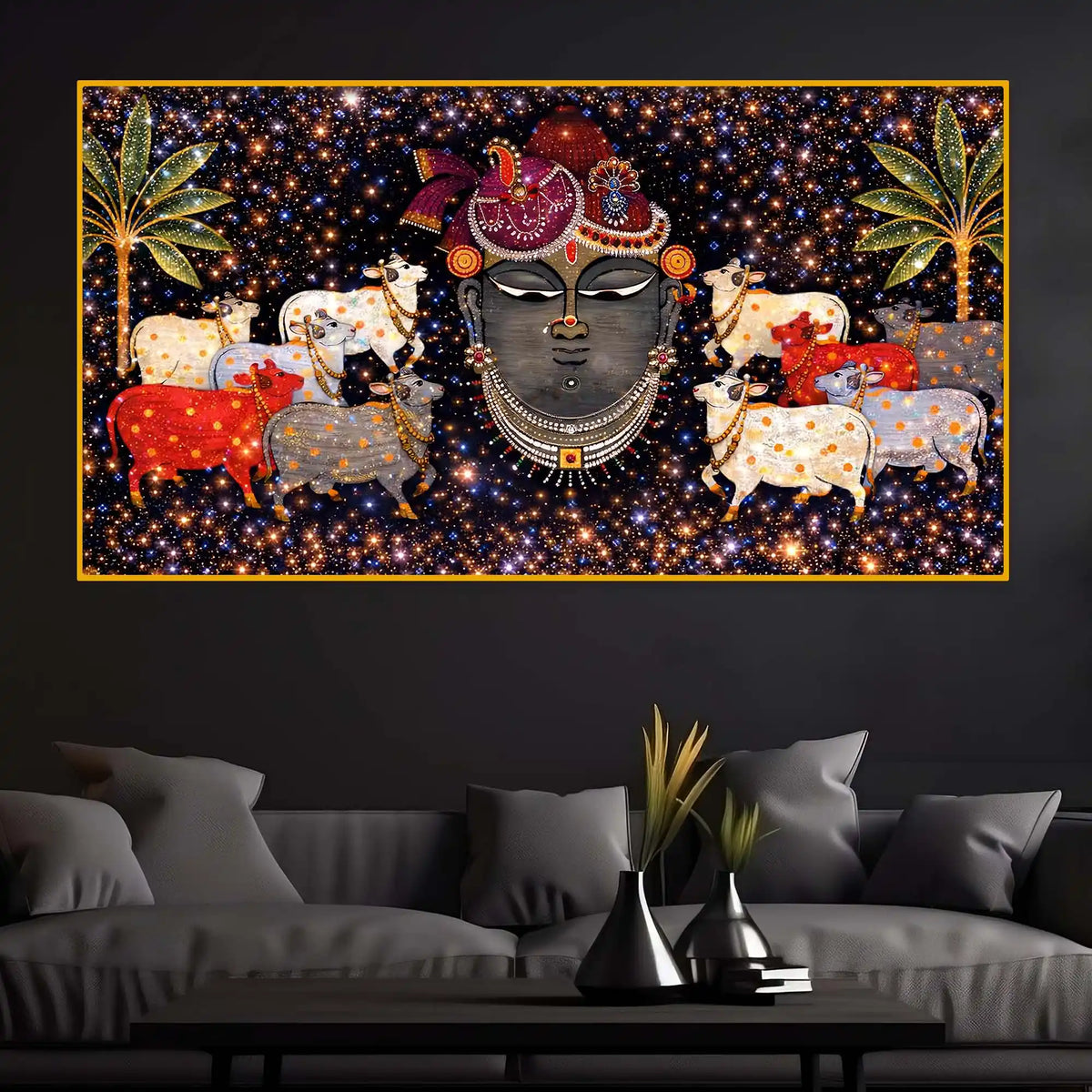Spiritual Shrinath Ji Crystal Glass Wall Painting