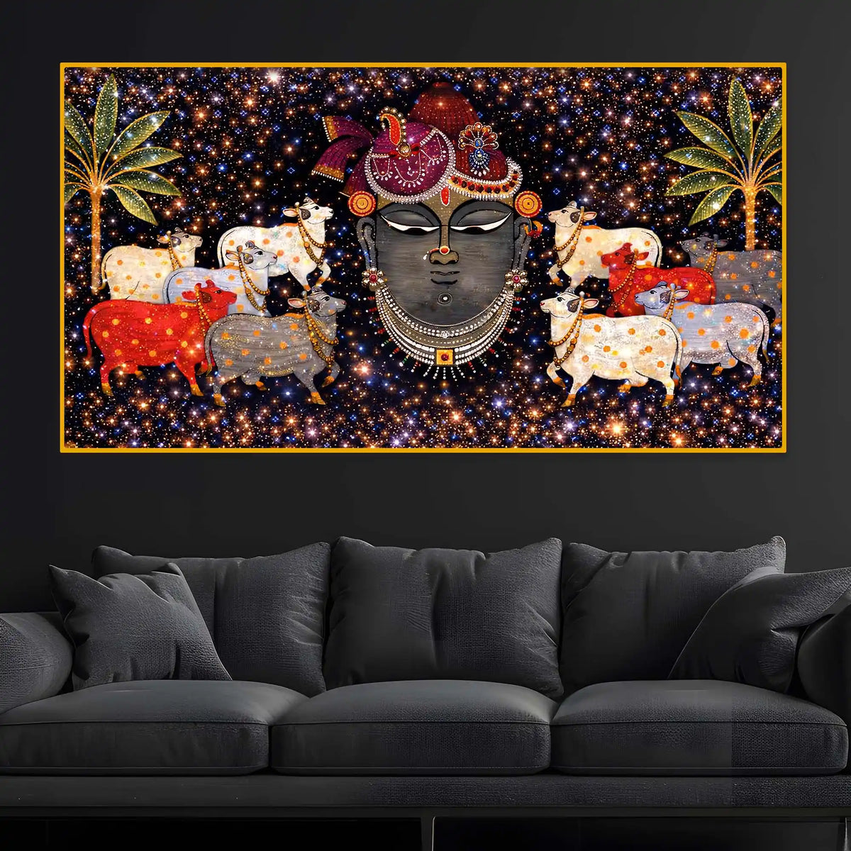 Spiritual Shrinath Ji Crystal Glass Wall Painting