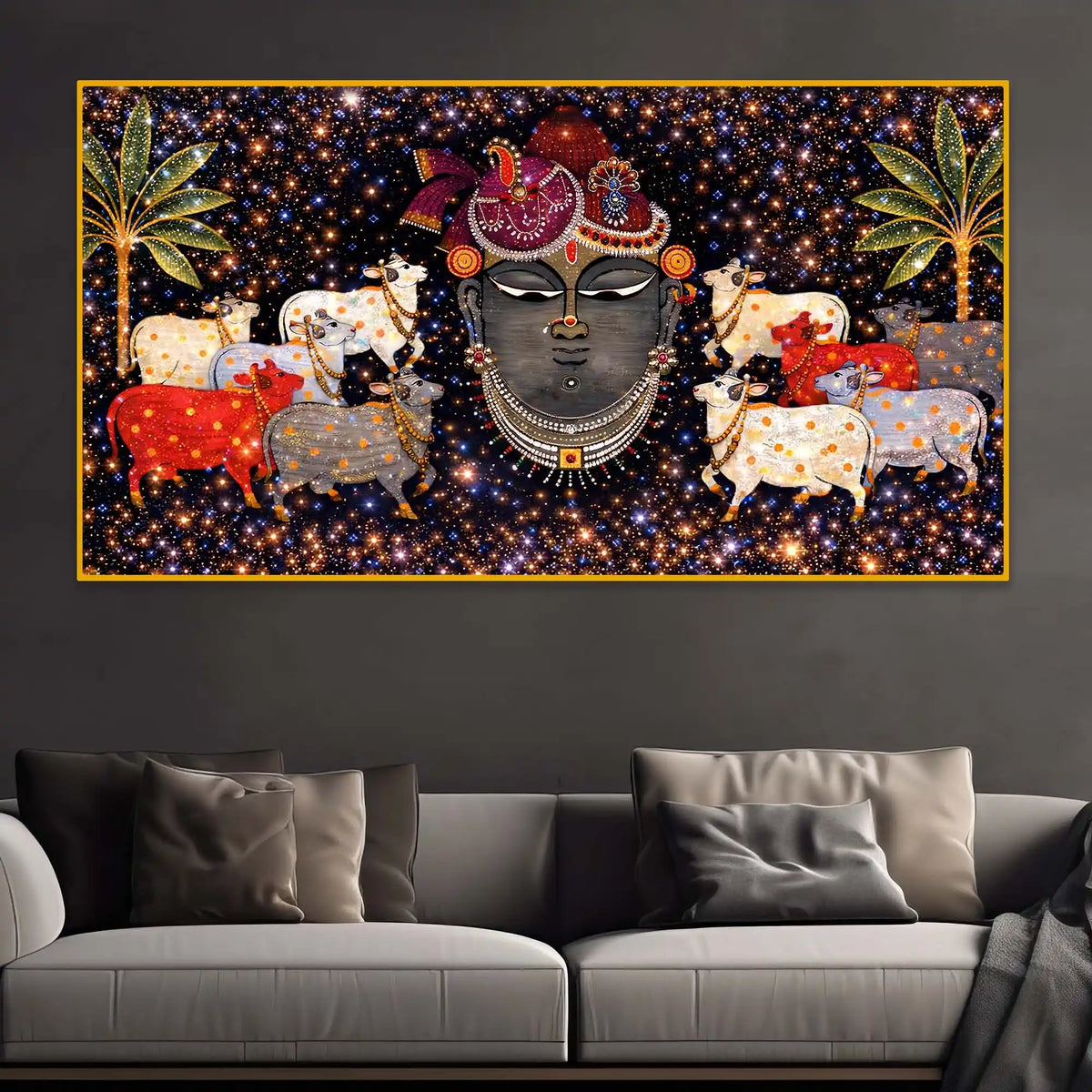 Spiritual Shrinath Ji Crystal Glass Wall Painting