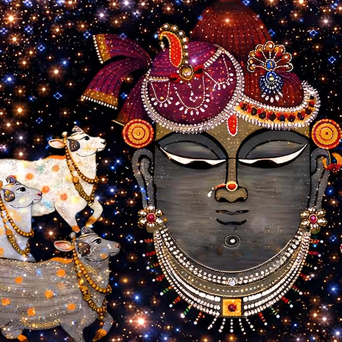 Spiritual Shrinath Ji Crystal Glass Wall Painting