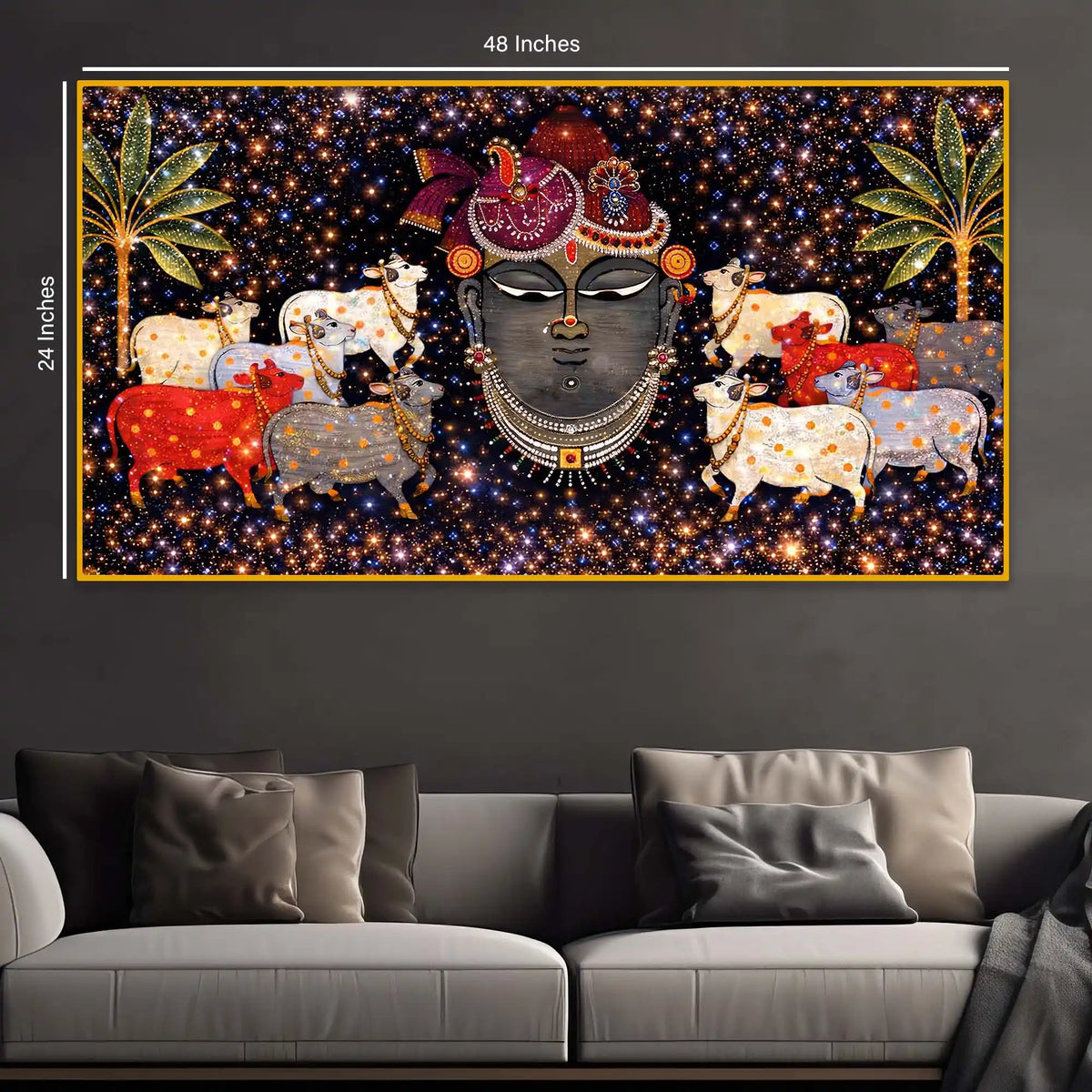 Spiritual Shrinath Ji Crystal Glass Wall Painting