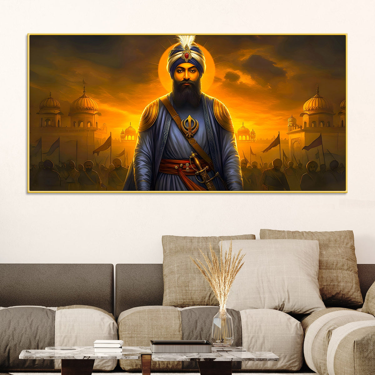 Spiritual Sikh Guru Ji Canvas Painting for Home Décor