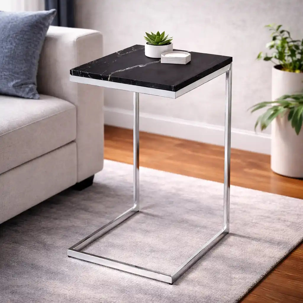Square Black Marble Modern Designer Side Table