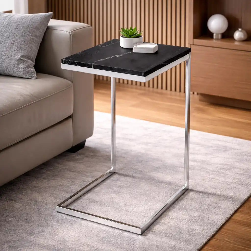 Square Black Marble Modern Designer Side Table