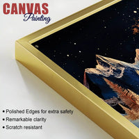Starry Night Mountain Lake Abstract Canvas Painting