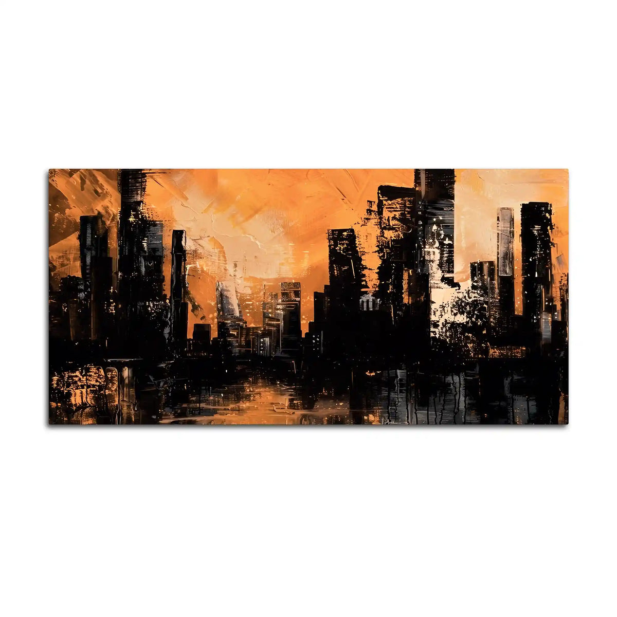 Stylish Abstract Cityscape Canvas Wall Art Modern Painting for Bedroom