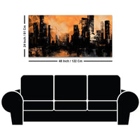 Stylish Abstract Cityscape Canvas Wall Art Modern Painting for Bedroom