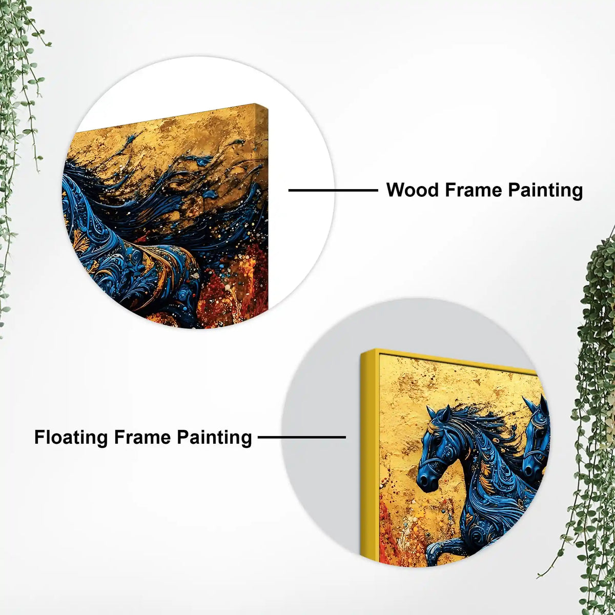 Stylish Abstract Running Horses Canvas Wall Painting