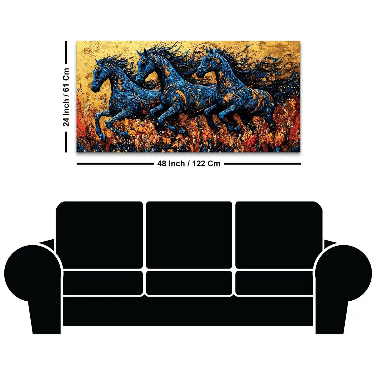 Stylish Abstract Running Horses Canvas Wall Painting
