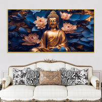 Stylish Buddha Lotus Canvas Wall Painting for Living Room
