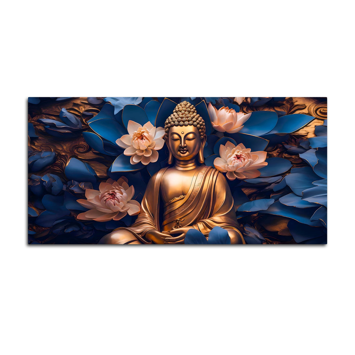 Stylish Buddha Lotus Canvas Wall Painting for Living Room