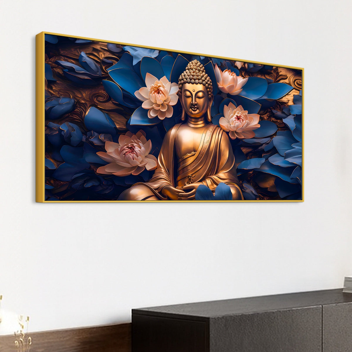 Stylish Buddha Lotus Canvas Wall Painting for Living Room
