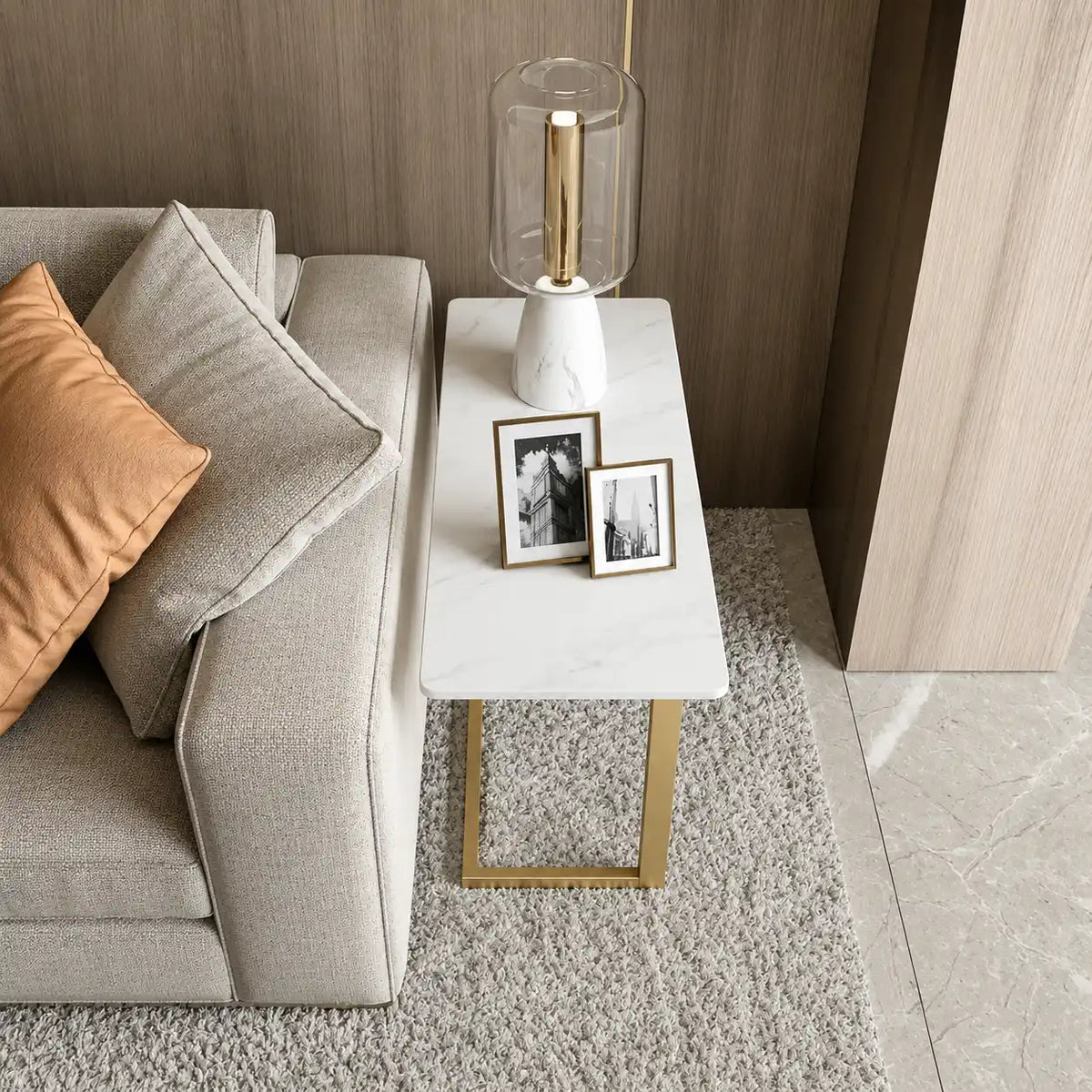Stylish Elegant Marble Look Table for Small Spaces