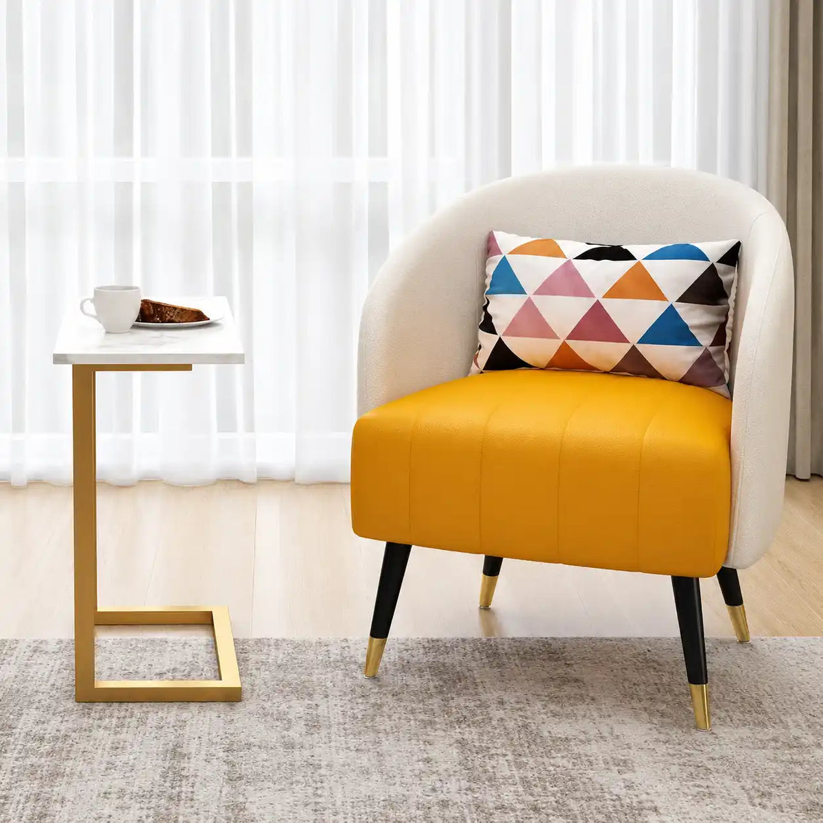 Stylish Elegant Marble Look Table for Small Spaces