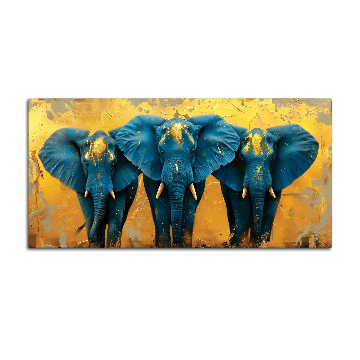 Stylish Elephant Trio Abstract Canvas Wall Painting