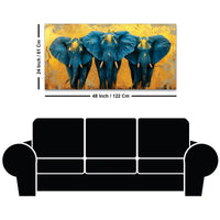 Stylish Elephant Trio Abstract Canvas Wall Painting