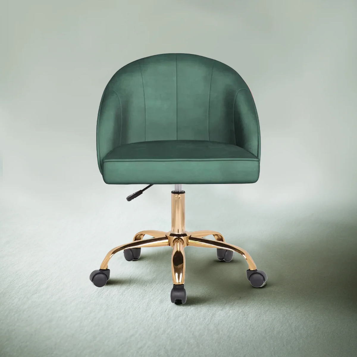 Stylish Green Accent Chair with Golden Touch