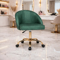 Stylish Green Accent Chair with Golden Touch