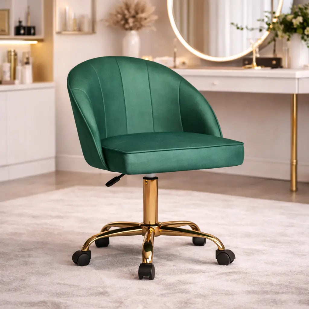 Stylish Green Accent Chair with Golden Touch