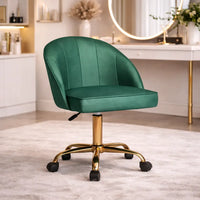 Stylish Green Accent Chair with Golden Touch