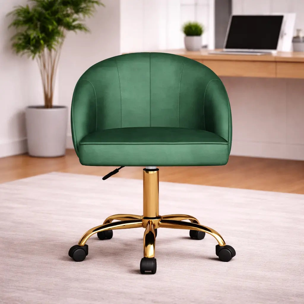Stylish Green Accent Chair with Golden Touch