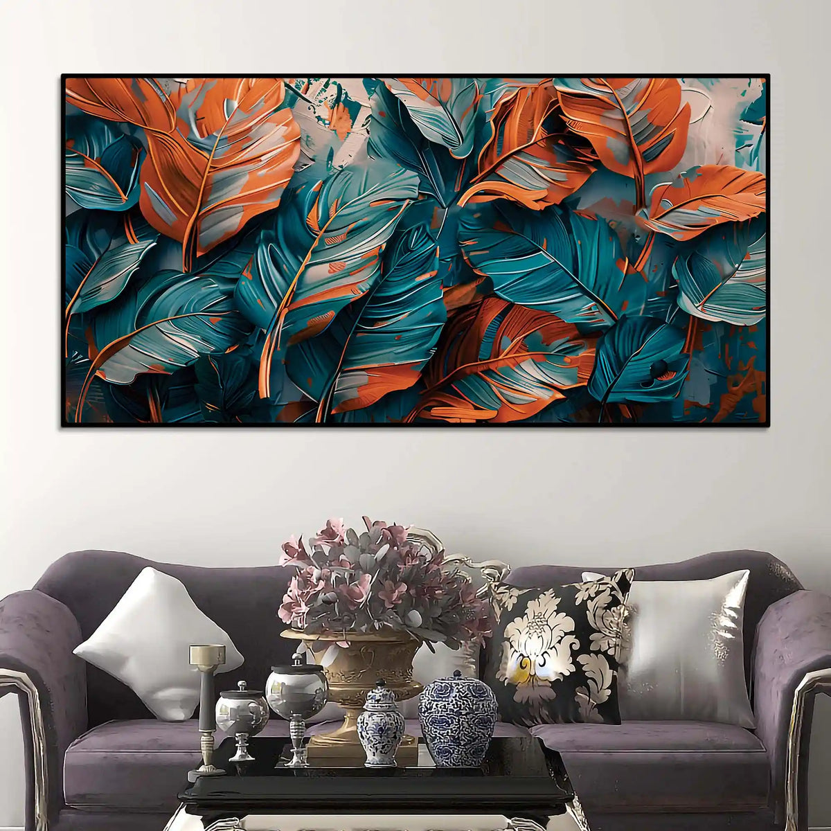 Stylish Leaf Canvas Wall Art Abstract Painting