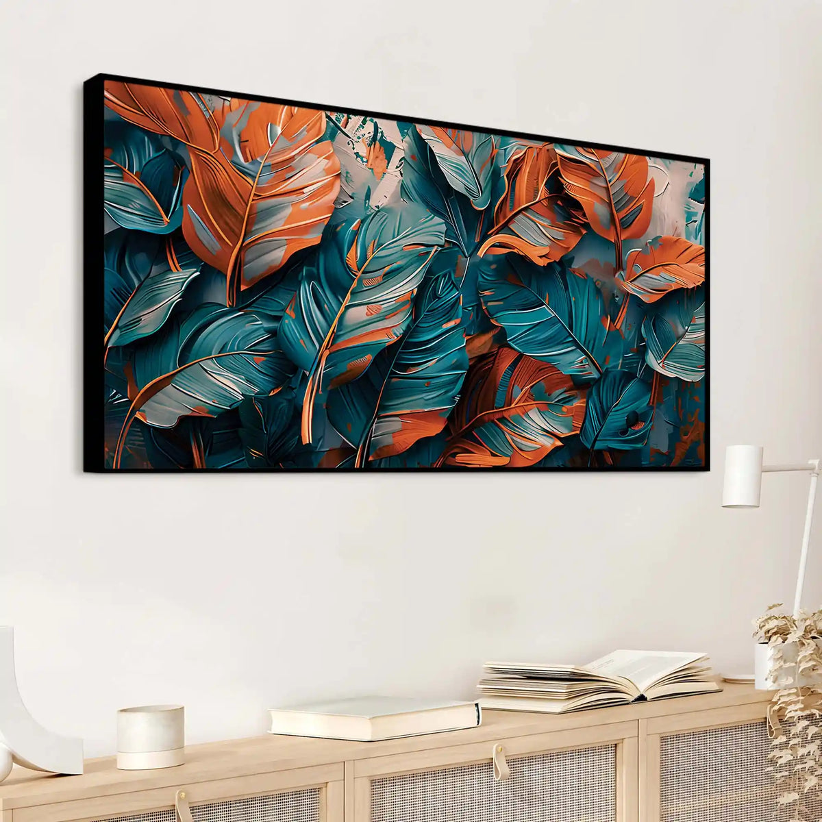 Stylish Leaf Canvas Wall Art Abstract Painting