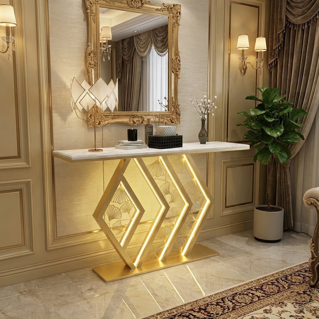 Stylish LED Console Table Gold | Luxury Hallway Decor (SS 302)