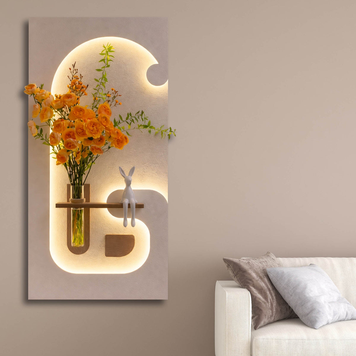 Stylish LED Wall Panel with Flower Holder