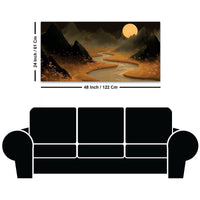 Stylish Moon River Canvas Wall Art Night Landscape Painting for Home Decor