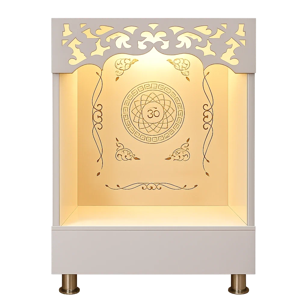 Stylish Open Pooja Mandir for Home with LED Lighting