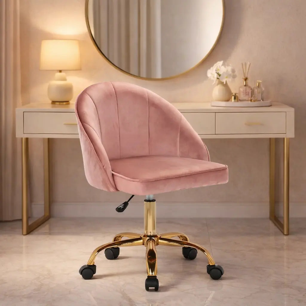 Stylish Pink Accent Chair with Golden Touch