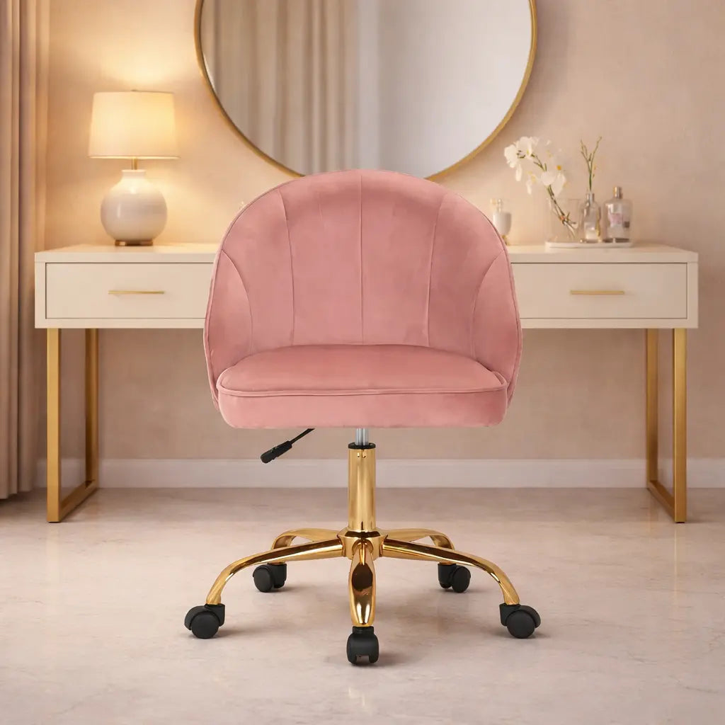 Stylish Pink Accent Chair with Golden Touch