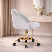 Stylish White Accent Chair with Golden Touch
