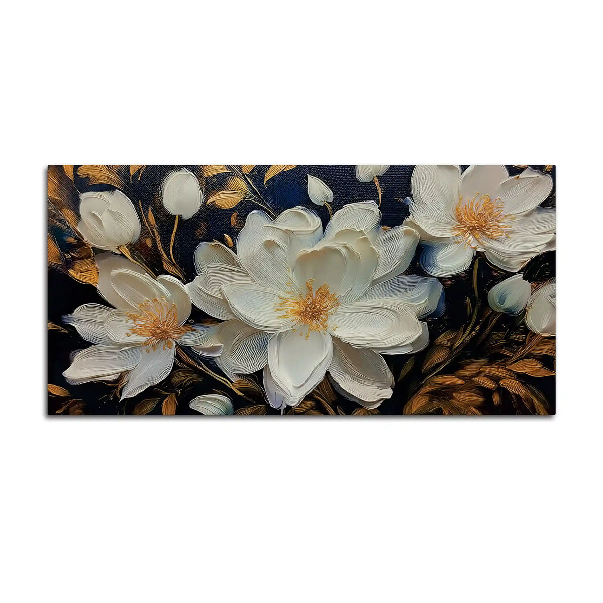 Stylish White Floral Canvas Wall Painting Office & Home Decor