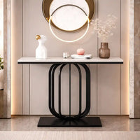 Stylish White Marble Top Console Table