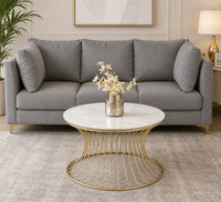 Stylish Wire Base Center Table with Round Marble Surface