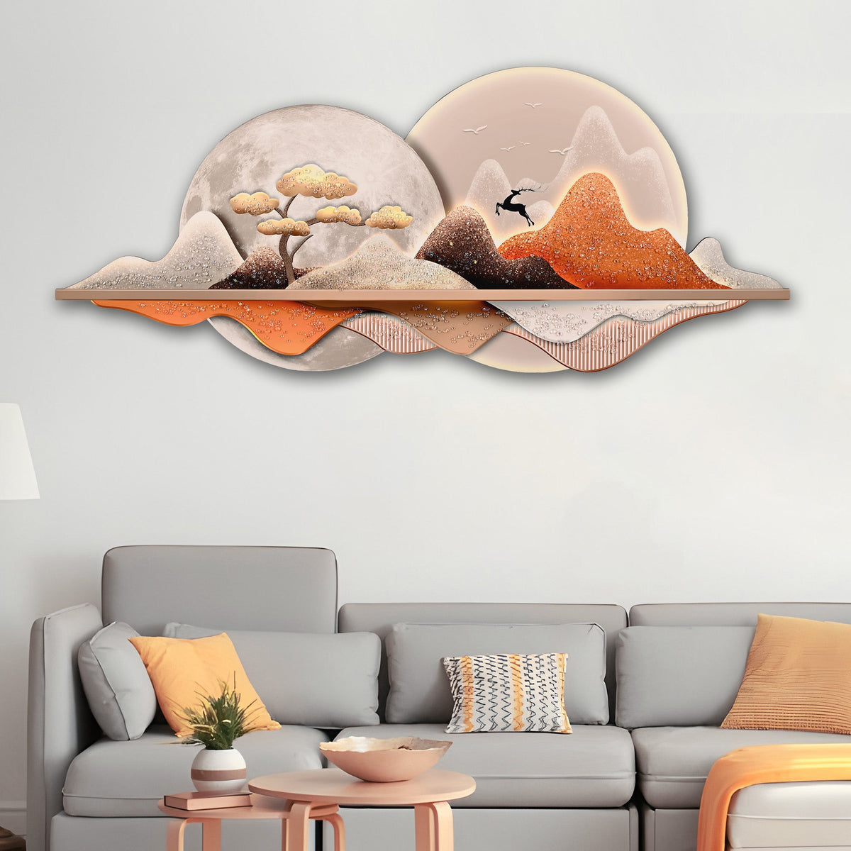 Sun and Moon of Heaven Crystal Glass Backlit LED Wall Art
