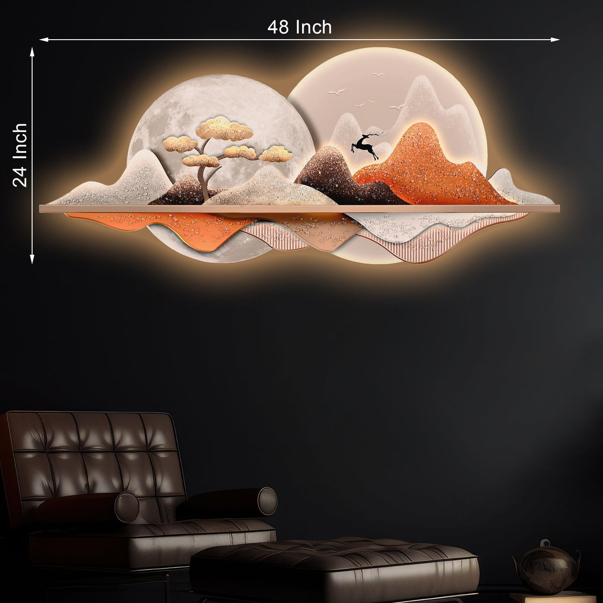 Sun and Moon of Heaven Crystal Glass Backlit LED Wall Art