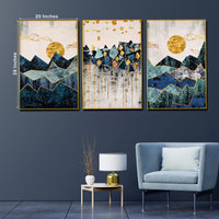 Sun Rise and Set of Geometric Framed Crystal Glass Painting
