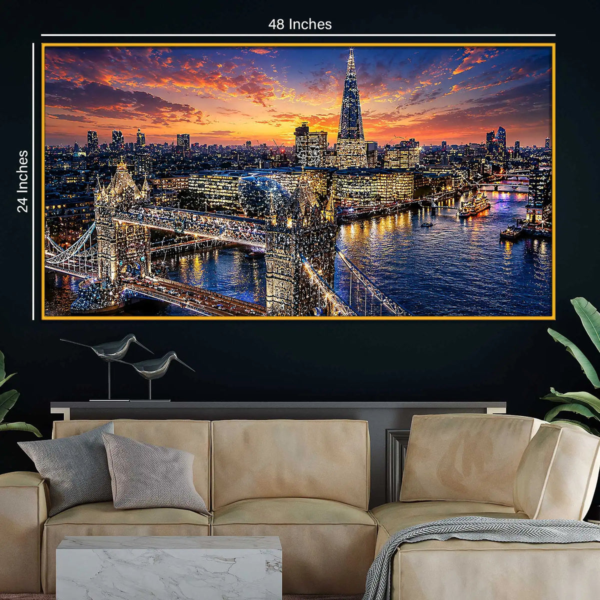 Sunset London City Floating Frame Crystal Painting
