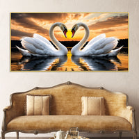Swan Love Canvas Wall Painting for Bedroom Home Décor