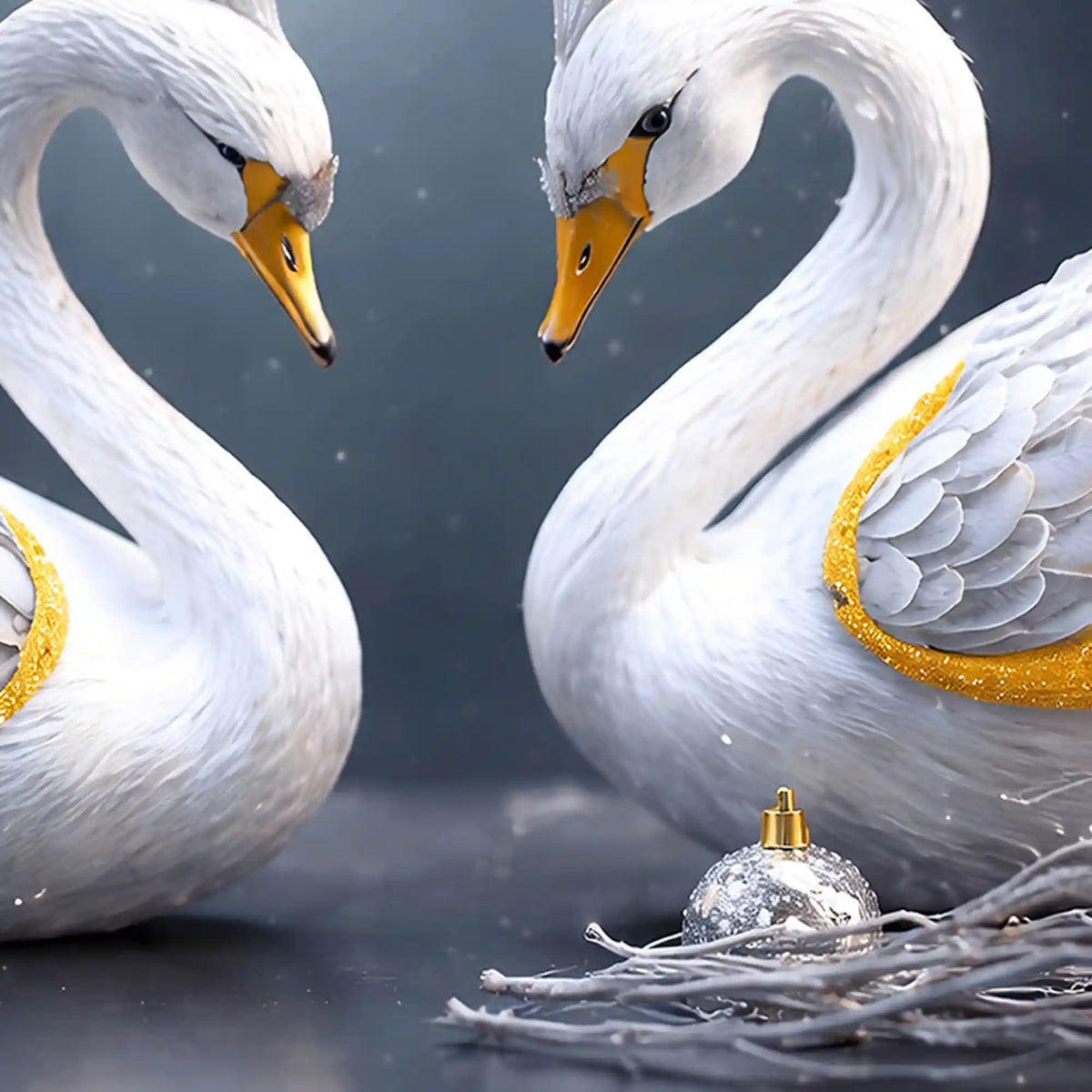 Swan Pair Love Theme Crystal Glass Painting for Stylish Home Décor