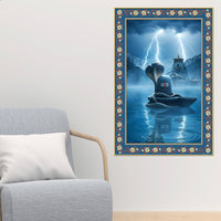 Symbol of Shiva’s Energy Floral Border Vertical Wall Painting